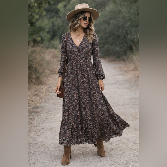 Faherty Floral Long Sleeve Dress | Size XS | Boho Cottagecore - Picture 9 of 9